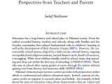 Conceptualizing early schooling in Pakistan: Perspectives from teachers and&nbsp;parents